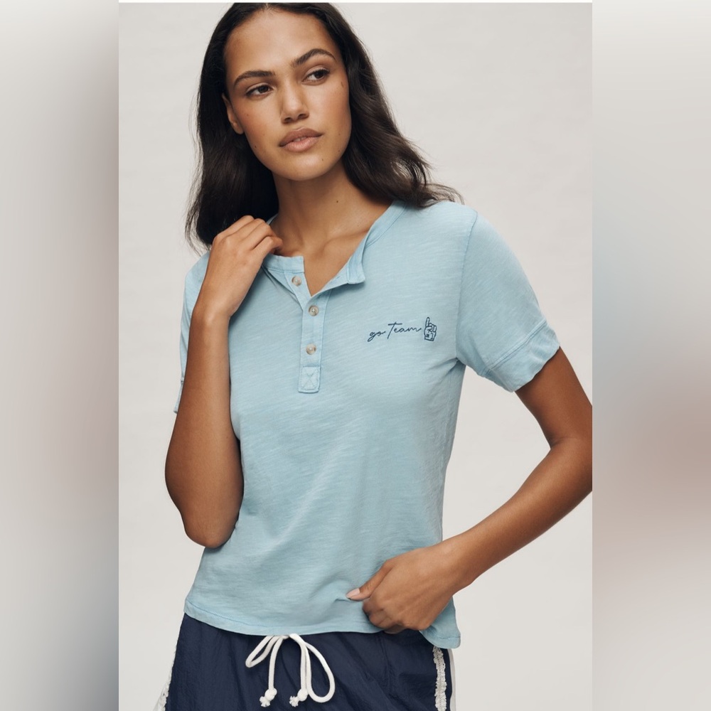 Pilcro Embroidered Icon Henley Tee